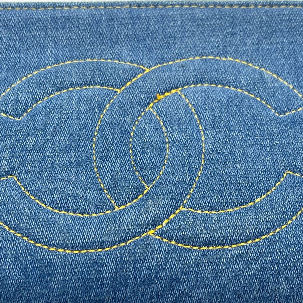 Chanel Denim Jean CC Logo Coco Vanity Makeup Cosmetic Case Pouch Vintage Bag - Picture 14 of 16